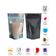50g Clear / Black Shiny Stand Up Pouch/Bag with Zip Lock [WP1]