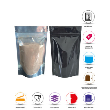 50g Clear / Black Shiny Stand Up Pouch/Bag with Zip Lock [WP1]