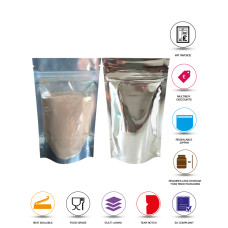 50g Clear / Silver Shiny Stand Up Pouch/Bag with Zip Lock [WP1]