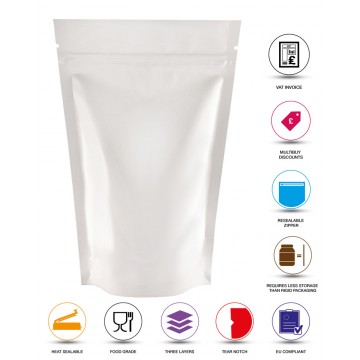 {Sample]750g White Shiny Stand Up Pouch/Bag with Zip Lock [SP11]