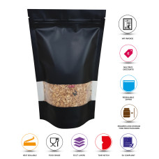 5kg Window Black Matt Stand Up Pouch/Bag with Zip Lock [SP8]