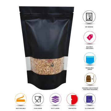 50g Window Black Matt Stand Up Pouch/Bag with Zip Lock [WP1]