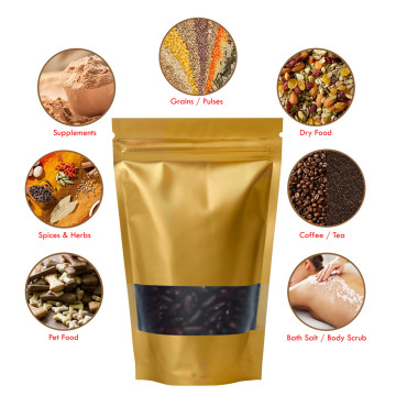 250g Window Gold Matt Stand Up Pouch/Bag with Zip Lock [SP4]