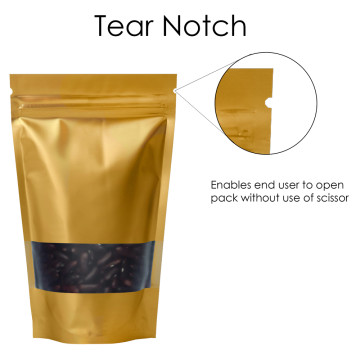 250g Window Gold Matt Stand Up Pouch/Bag with Zip Lock [SP4]