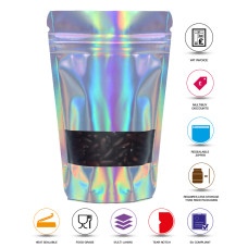 100g Window Holographic Stand Up Pouch/Bag with Zip Lock [SP9]