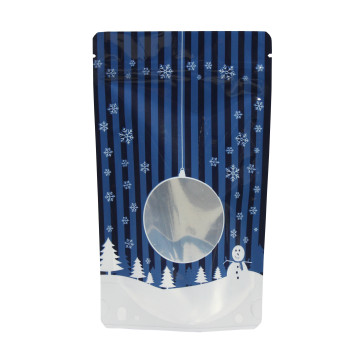 19cm x 26cm Christmas Blue Shiny Stand Up Pouch/Bag with Zip Lock [SP5]