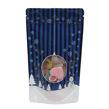 19cm x 26cm Christmas Blue Shiny Stand Up Pouch/Bag with Zip Lock [SP5]