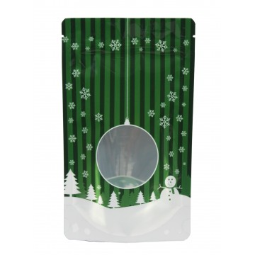 19cm x 26cm Christmas Green Shiny Stand Up Pouch/Bag with Zip Lock [SP5]
