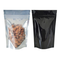 250g Clear / Black Shiny Stand Up Pouch/Bag with Zip Lock [SP4]
