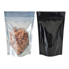 1kg Clear / Black Shiny Stand Up Pouch/Bag with Zip Lock [SP6]