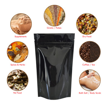150g Black Shiny Stand Up Pouch/Bag with Zip Lock [SP3]