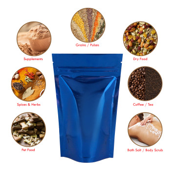 500g Blue Shiny Stand Up Pouch/Bag with Zip Lock [SP5]