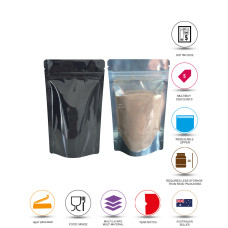 750g Clear / Black Shiny Stand Up Pouch/Bag with Zip Lock [SP11]