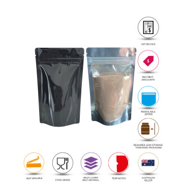 100g Clear / Black Shiny Stand Up Pouch/Bag with Zip Lock [SP9]