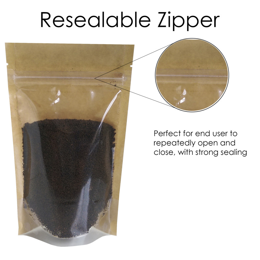 buy online 50g Kraft Paper One Side Clear Pouch Bag with Zip Lock