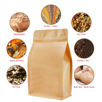250g Kraft Paper Flat Bottom Pouch/Bag with Zip Lock [FB4]