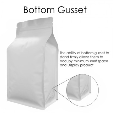 500g White Matt Flat Bottom Stand Up Pouch/Bag with Zip Lock [FB5]