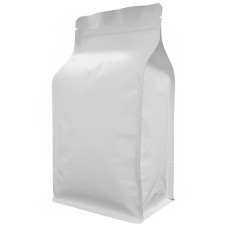 1kg White Matt Flat Bottom Stand Up Pouch/Bag with Zip Lock [FB6]