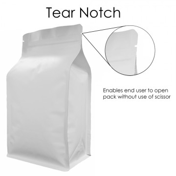 500g White Matt Flat Bottom Stand Up Pouch/Bag with Zip Lock [FB5]
