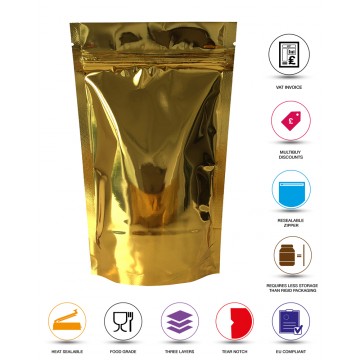 [Sample] 500g Gold Shiny Stand Up Pouch/Bag with Zip Lock [SP5]