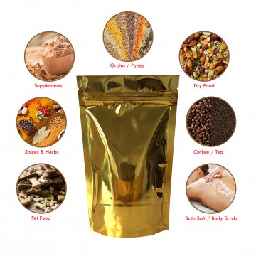 1kg Gold Shiny Stand Up Pouch/Bag with Zip Lock [SP6]