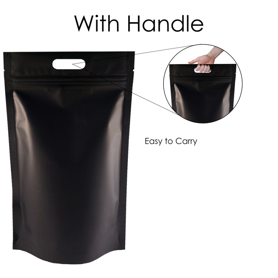 buy online 5kg Black Matt With Handle Stand Up Pouch Bag with Zip Lock SP8