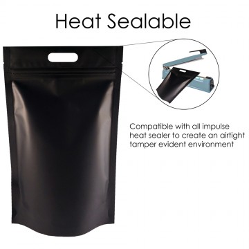 5kg Black Matt With Handle Stand Up Pouch/Bag with Zip Lock [SP8]