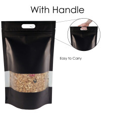 5kg Window Black Matt With Handle Stand Up Pouch/Bag with Zip Lock [SP8]