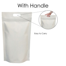 5kg White Matt With Handle Stand Up Pouch/Bag with Zip Lock [SP8] 