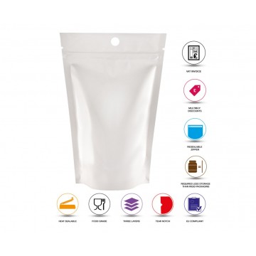 40g Hole White Shiny Stand Up Pouch/Bag with Zip Lock [SP1]