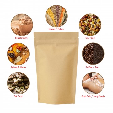 1kg Kraft Paper Stand Up Pouch/Bag with Zip Lock [SP6]
