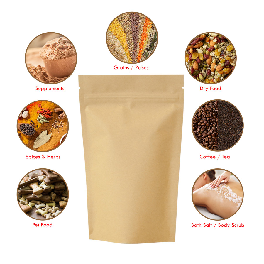 150g Kraft Paper Stand Up Pouch/Bag with Zip Lock [SP3]
