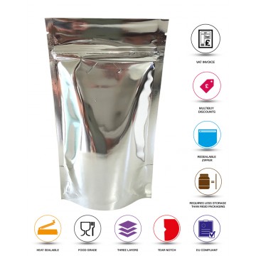 [Sample] 70g Silver Shiny Stand Up Pouch/Bag with Zip Lock [SP2]