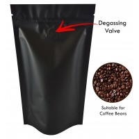 500g Matt Black With Valve Stand Up Pouch/Bag with Zip Lock [SP5]
