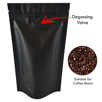 70g Matt Black With Valve Stand Up Pouch/Bag with Zip Lock [SP2]