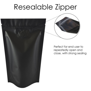 70g Matt Black With Valve Stand Up Pouch/Bag with Zip Lock [SP2]