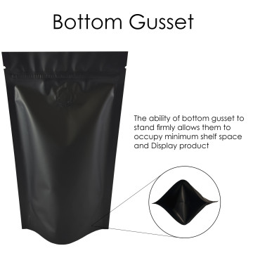 70g Matt Black With Valve Stand Up Pouch/Bag with Zip Lock [SP2]