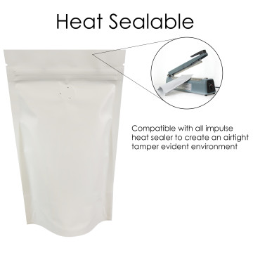150g Matt White With Valve Stand Up Pouch/Bag with Zip Lock [SP3]