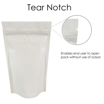 150g Matt White With Valve Stand Up Pouch/Bag with Zip Lock [SP3]