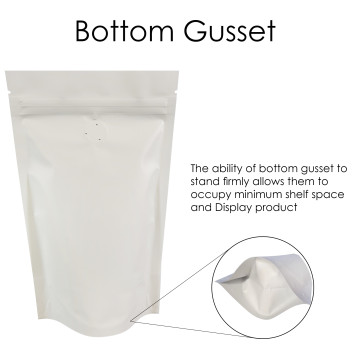 150g Matt White With Valve Stand Up Pouch/Bag with Zip Lock [SP3]