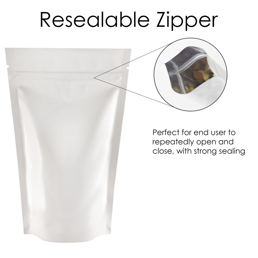 100g White Shiny Stand Up Pouch Bag with Zip Lock SP9 WSSP100 100