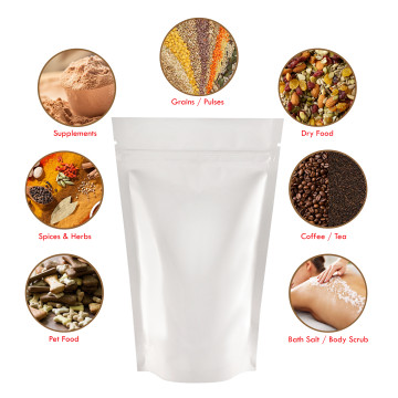 500g White Shiny Stand Up Pouch/Bag with Zip Lock [SP5]