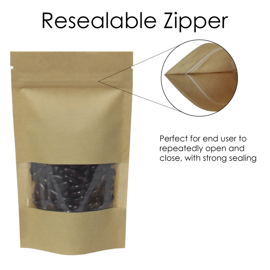 Kraft ziplock store stand up pouch