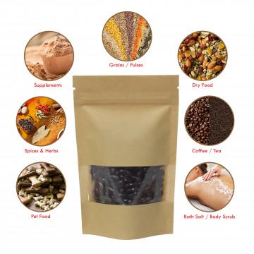 1kg Window Kraft Paper Stand Up Pouch/Bag with Zip Lock [SP6]