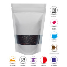 750g Window White Matt Stand Up Pouch/Bag with Zip Lock [SP11]