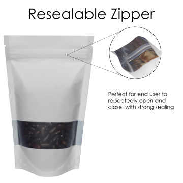 500g Window White Matt Stand Up Pouch/Bag with Zip Lock [SP5]